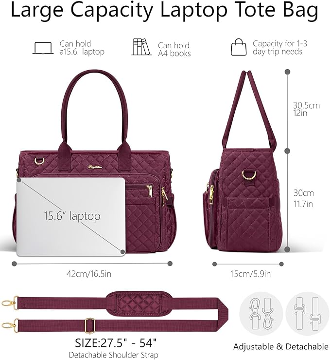 Bagstellar Teacher Tote Bag for Women, 15.6" Laptop Work Tote Computer Bag | - Image 4