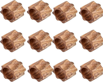 Napkin Rings Set of 12 for Dinner Parties, Weddings Receptions, Family Gatherings, or Everyday Use - Set Your Style with Daily Use Table Décor Accessories Cherry Wood