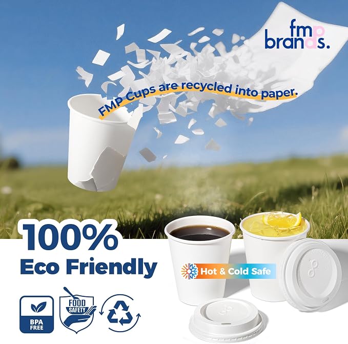 Fit Meal Prep 100 Pack 10 oz Disposable Coffee Cups - Image 5