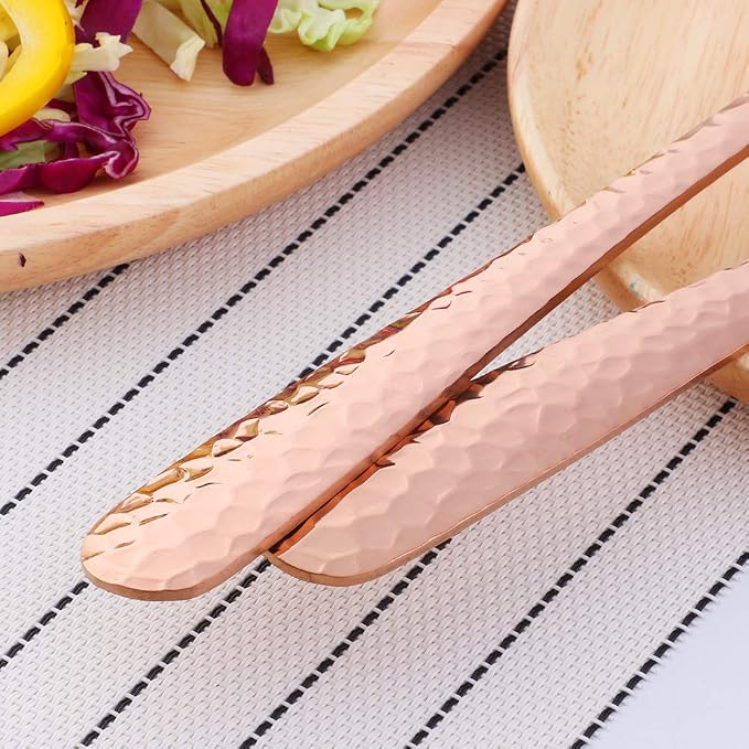 Salad Spoon and Fork Set, 12 Inch Stainless Steel Salad Server, Rose Gold Large - Image 4