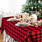 ShinyBeauty Checked Square Tablecloth 54x54-Inch Red and Black Buffalo Plaid by ShinyBeauty