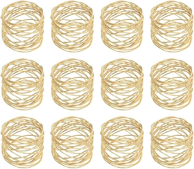 Gold Napkin Rings Metal Napkin Ring Set of 12 Napkin Holder by Bambookari