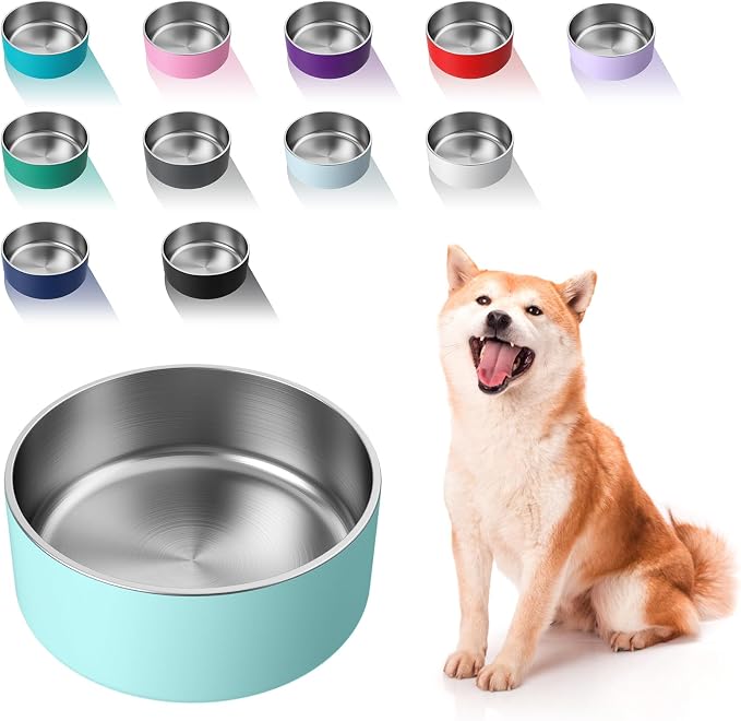 WENBOKMIN Dog Bowl, Stainless Steel Food and Water Bowl, Mint Green | Non Slip by Wenbokmin