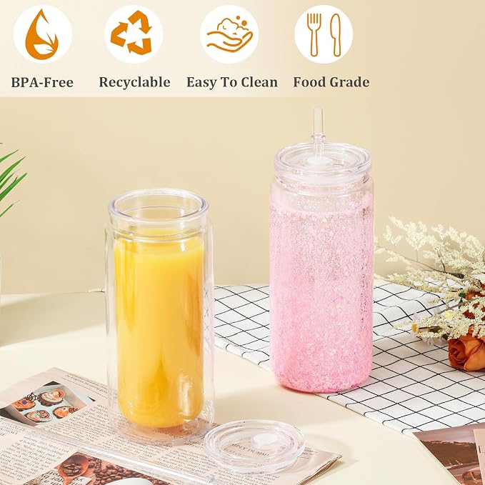 Maucircol 20 Oz Acrylic Snowglobe Tumbler Including DIY Kit, 9 Pack Pre-Drilled - Image 5