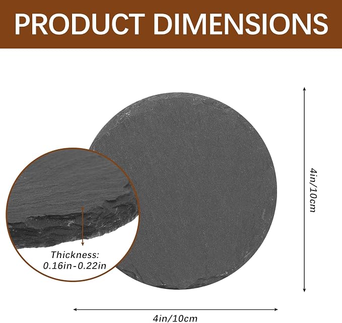 24 PCS Black Natural Slate Coasters Bulk Set 4 Inch Laser Engraving Blanks - Image 2