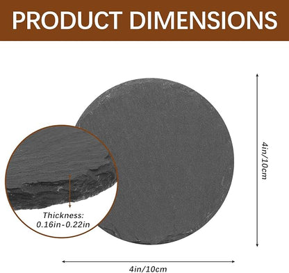 24 PCS Black Natural Slate Coasters Bulk Set 4 Inch Laser Engraving Blanks - Image 2