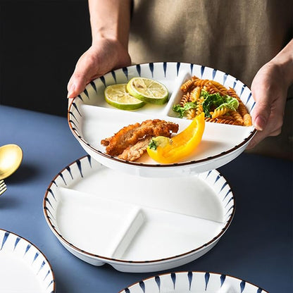 8 Inch Ceramic Portion Control Plate - 3 Compartment Divided Plates for Weight Loss & Diabetes, Microwave & Dishwasher Safe, Stackable Dinnerware Set, BPA-Free Porcelain (White, 1-Pack)