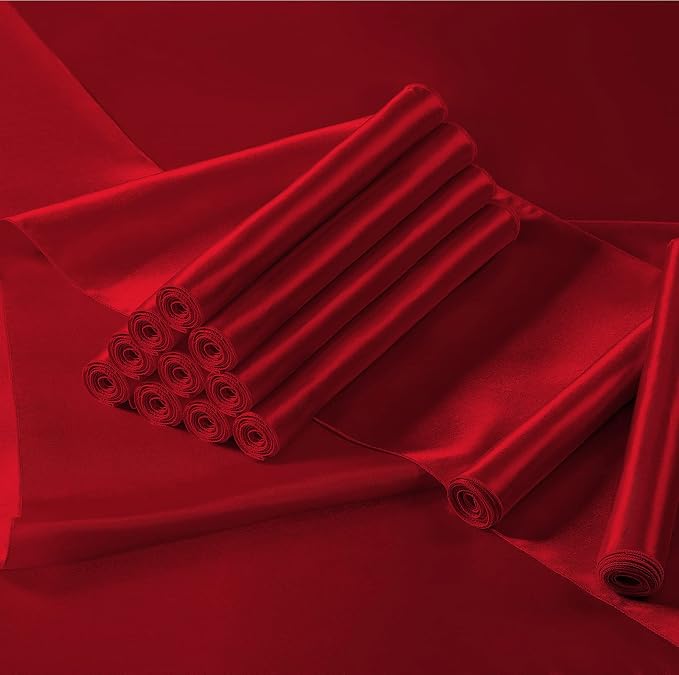 Manyshofu Red Satin Table Runner 12x108 - Image 2