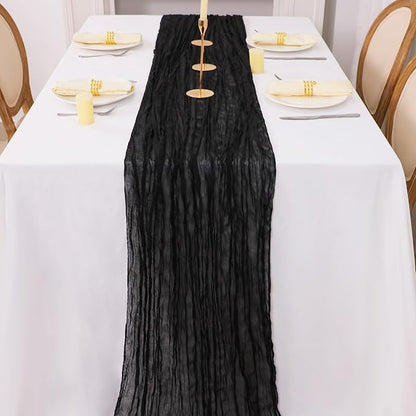 Snowkingdom 10 Ft Black Cheesecloth Table Runner, 120 inch Long Cheese Cloth - Image 4