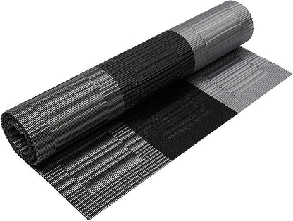SHACOS Woven Vinyl Table Runner 12 x 54 inch PVC Runner for Dining Table Coffee Table Counter Wipe Clean Indoor Outdoor, Ombre Black and Gray