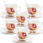 Pumtus Tea Cups and Saucers Set of 6, 8 OZ Vintage Ceramic Teacups by Pumtus