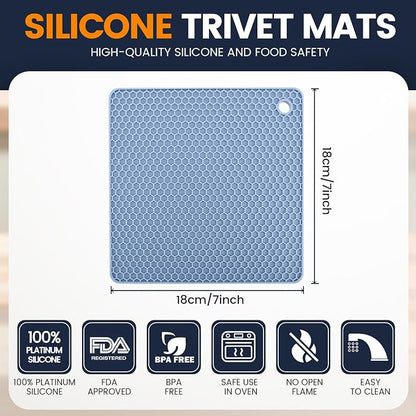 Silicone Trivet Mats 4 Heat Resistant Pot Holders Multipurpose Non-Slip Hot Pads - Image 2