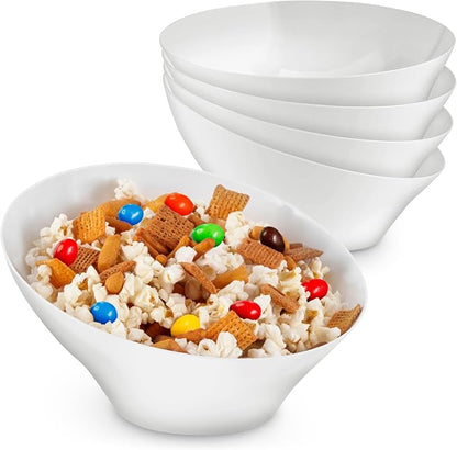 20oz White Plastic Serving Bowls Medium Disposable Snack Bowl Candy Dishes by StockYourHome