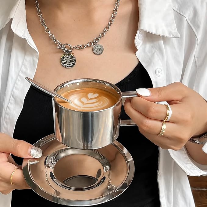 ZENFUN 4 Pack 6.8 oz Coffee Cups Set, 18/8 Stainless Steel Espresso Cup - Image 5