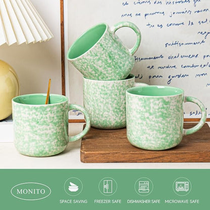 MONITO 12 OZ Coffee Mugs Set of 4, Modern Ceramic Coffee Mugs Set - Image 5