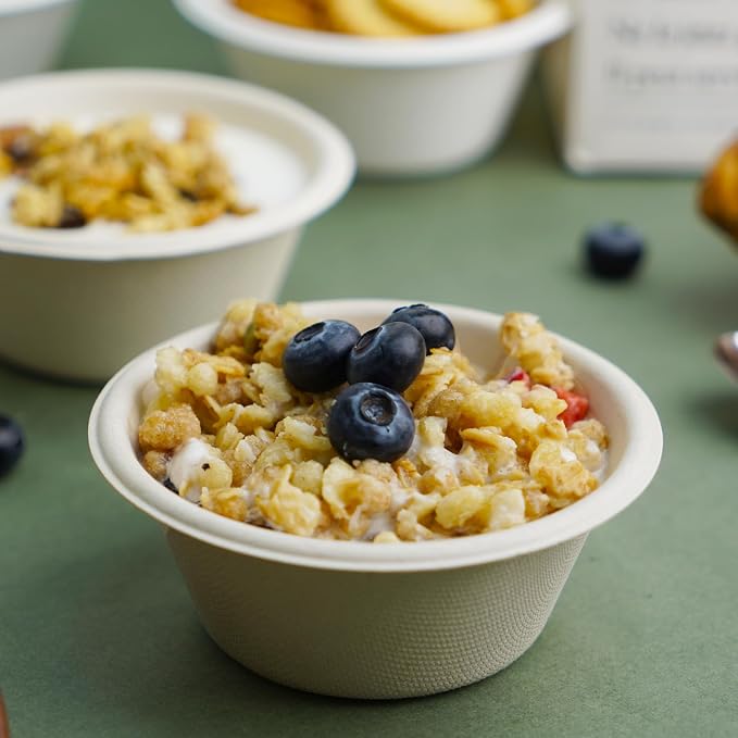 JINVOGREEN 200 Count 8 oz Paper Bowls, Small Disposable Compostable Bowls - Image 2
