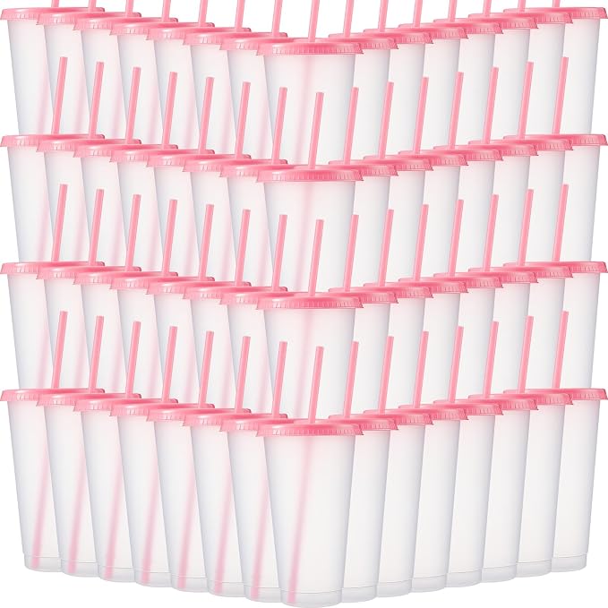 Honeydak 100 Pack Tumbler with Straw and Lid Bulk Cups by Honeydak