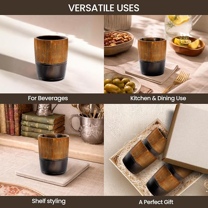 Handicrafts Home Viking Horn Shot Glasses Set of 4, Handmade Natural Ox Horn - Image 6