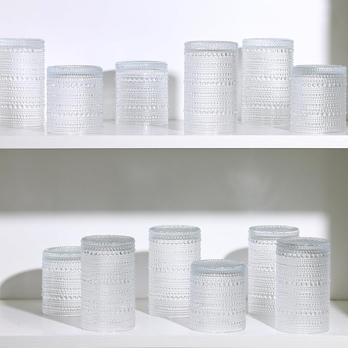 Moretoes 4 Pack Hobnail Drinking Glasses Set, Glass Cups | 12 Oz Highball - Image 7