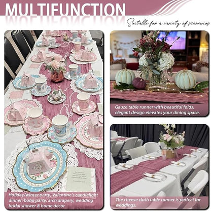 8 Pack Dusty Rose Cheesecloth Table Runner 17x108 inch Boho Gauze Cheese Cloth - Image 7