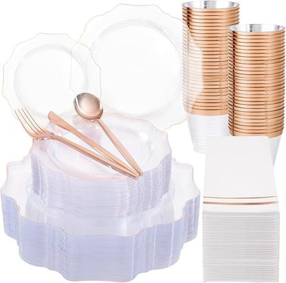 350Pcs Rose Gold Plastic Plates by WDF
