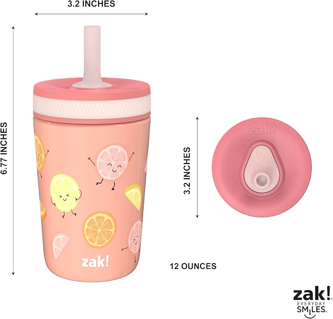 Zak Designs Happy Fruit Kelso 12oz Stainless Steel Leak-Proof Toddler Cup - Image 8