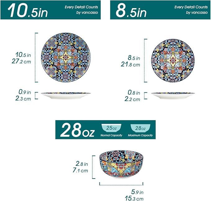 vancasso 12 Pieces Dinnerware Sets, Porcelain Dishes Set - Image 2