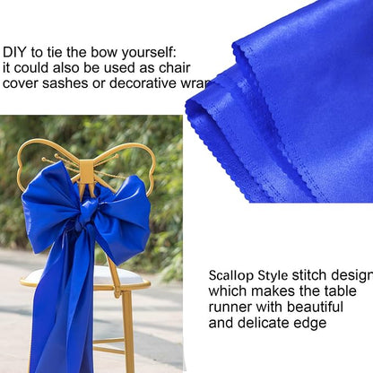Royal Blue Satin Table Runner 12x108 Inches, 2 Pack | Silk and Smooth Fabric - Image 4