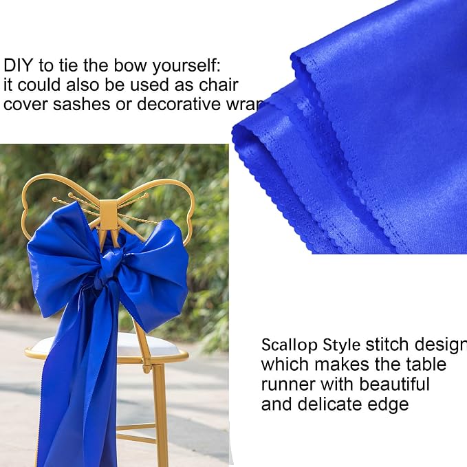 Royal Blue Table Runners, 12x108 Inches, 12 Pack | Fall Satin, Silk and Smooth - Image 3