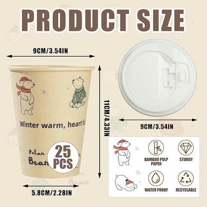 12 OZ 25 Pack Disposable Cups Paper Coffee Cups - Image 4