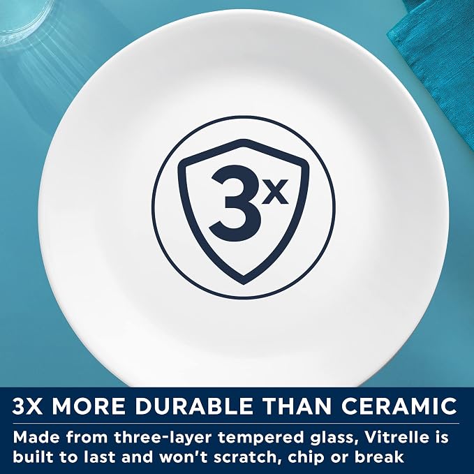 Corelle Vitrelle 4-Pieces 10.25" Glass Dinner Plates Chip & Crack Resistant - Image 4