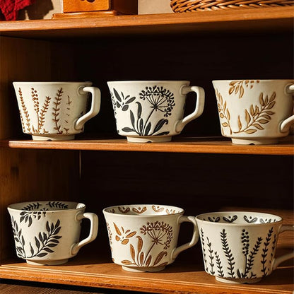 12 oz Vintage Ceramic Coffee Mug Set of 4 - Image 7