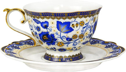 ACMLIFE Bone China Tea Cups and Saucers, 6.8 oz Tea Cup and Saucer Set by ACMLIFE