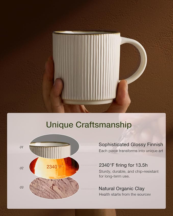 famiware Coffee Mug Set for 8, Star 12 oz Catering Mugs Cup Set - Image 3