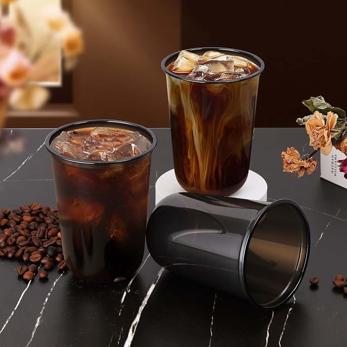 KesaPlan 100 Pcs 16oz Plastic Black Cups, Disposable Wine Cocktail Glasses | - Image 4