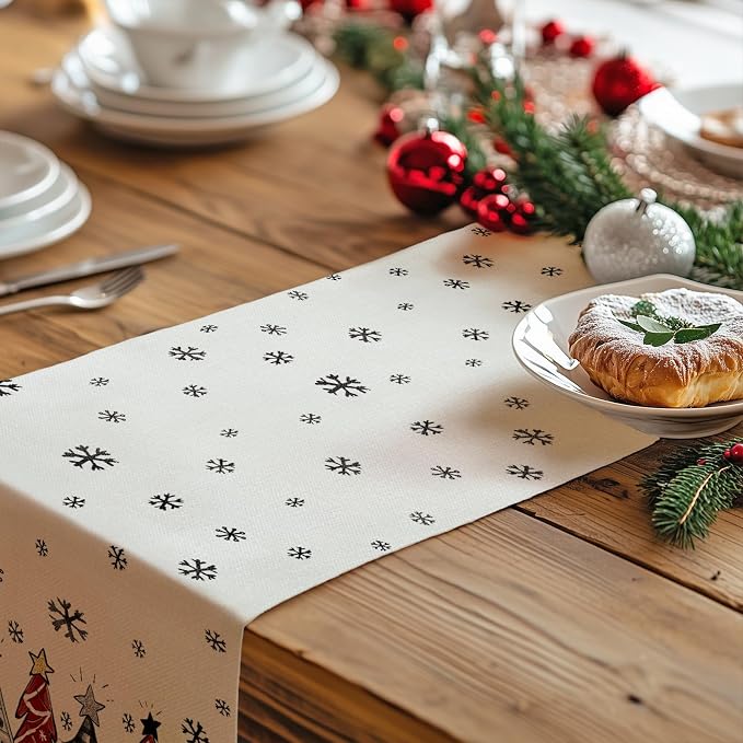 Christmas Table Runner 13x48 Inch, Xmas Tees Snowflakes Holiday Decorative - Image 7