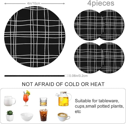 Simple Grid Coasters Set of 4 Absorbent Coasters - Image 3