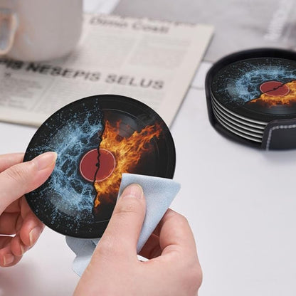 Modern Music Record Art Leather Coasters Set of 6 - Image 6