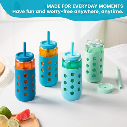 Mrsdry 20 oz Glass Cups with Lids and Straws - Image 9