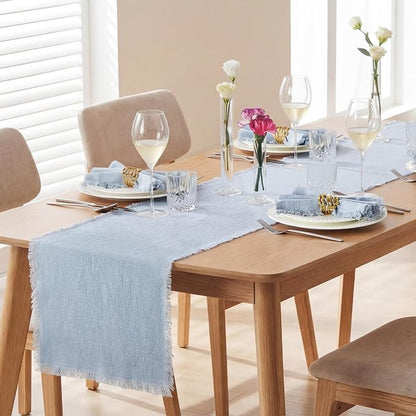 14 x 108 Inches Frayed Edge Table Runner, 270G Heavyweight Sand Washed Slub - Image 3