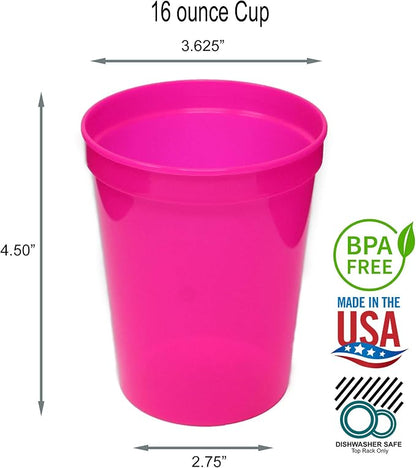 Rolling Sands 16 oz. Reusable Plastic Stadium Cups, 8 Pack, Made in USA - Image 2