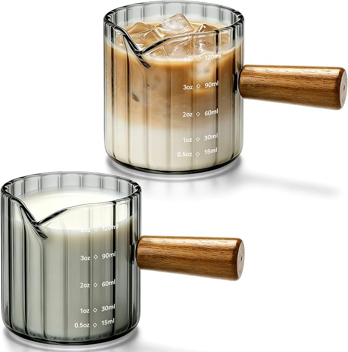 2 Pack Espresso Measuring Cups, 4oz Borosilicate Glass Espresso Shot Glasses by Cfyosnk