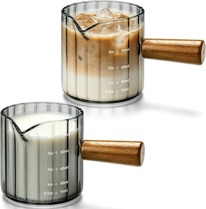 2 Pack Espresso Measuring Cups, 4oz Borosilicate Glass Espresso Shot Glasses by Cfyosnk