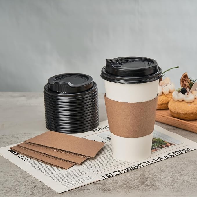RACETOP 100 Pack Disposable Paper Coffee Cups - Image 2