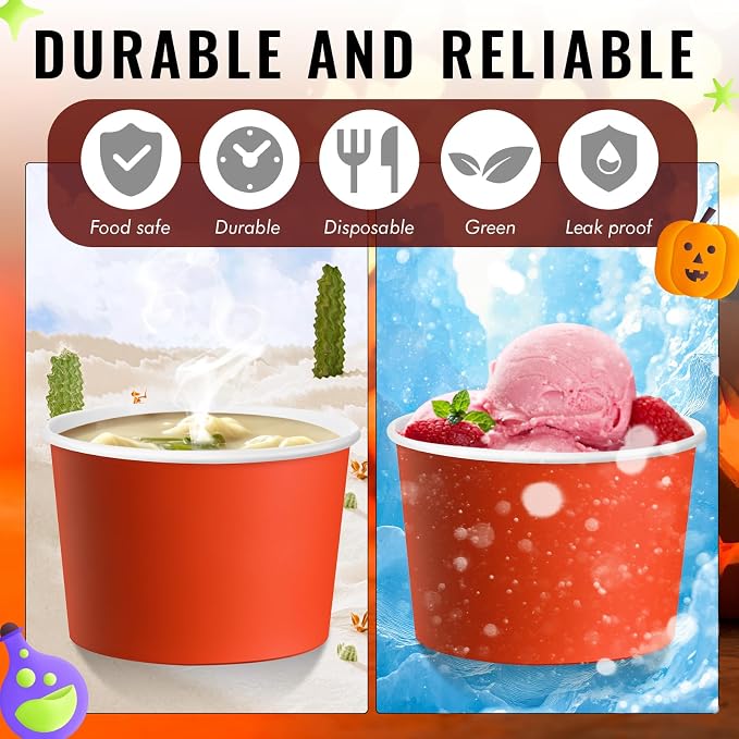 Jingmore Paper Ice Cream Cups 9oz Colored Disposable Dessert Bowls - Image 7