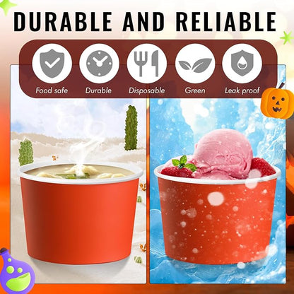 Jingmore Paper Ice Cream Cups 9oz Colored Disposable Dessert Bowls - Image 7