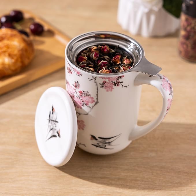 AmorArc Tea Cup With Infuser and Lid, 18oz Loose Leaf Tea Mug With Steeper | - Image 2