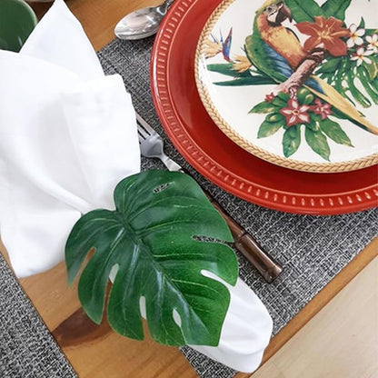 wonlex Monstera Napkin Rings Set of 8, Handmade Palm Tree Napkin Ring, Large - Image 4