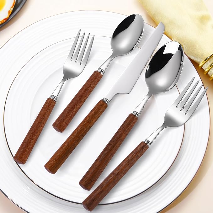Silverware Set, 20 Piece Mirror Flatware Set 18/8 Stainless Steel Eating - Image 5
