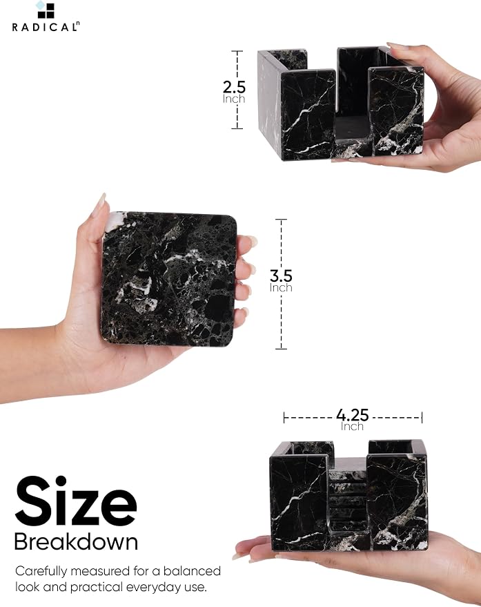 Radicaln Square Marble Coasters Set of 6 - Image 7